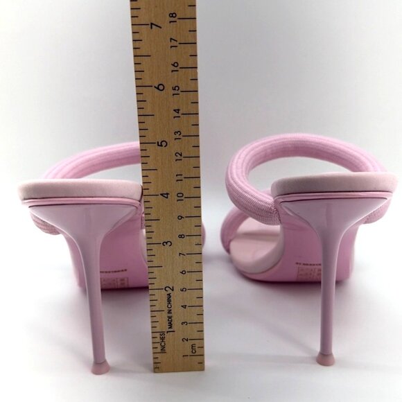 Alexander Wang Julie Pink Tubular Logo Sandals Women Heeled Slides Size 41 US11 - Picture 4 of 11